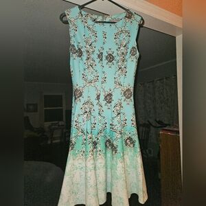 Danny & Nicole Mint and Black Patterned Maxi Dress